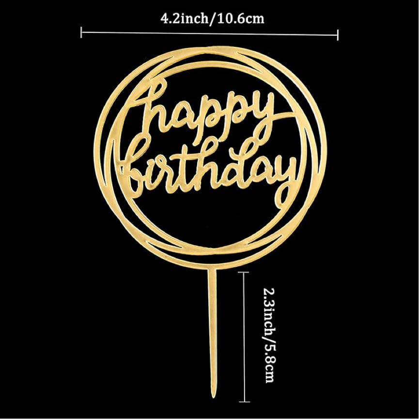 PartyToko Happy Birthday Cake Topper for Birthday Decor 1 pcs
