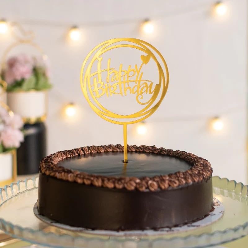 PartyToko Happy Birthday Cake Topper for Birthday Decor 1 pcs