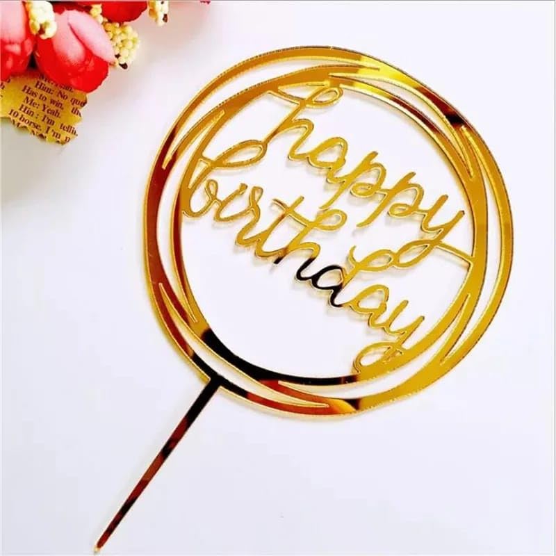 PartyToko Happy Birthday Cake Topper for Birthday Decor 1 pcs