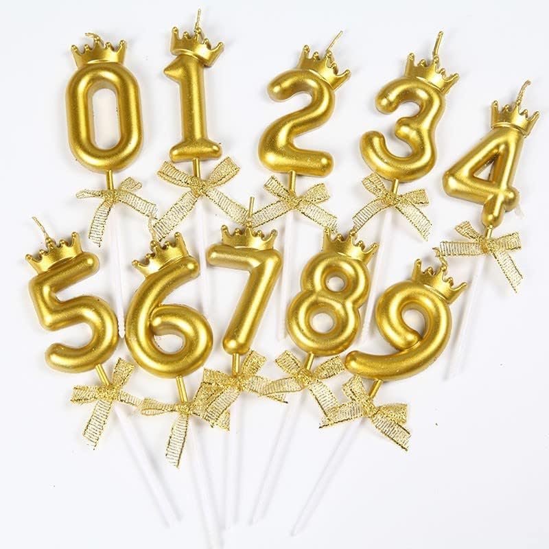FI - FLICK IN 2 Pc 25 Number Candle for Birthday Cake Metallic Gold Number Candle with Crown on Top for Anniversary Cake Topper 25th Birthday Cake Decoration (Pack of 2, Gold).
