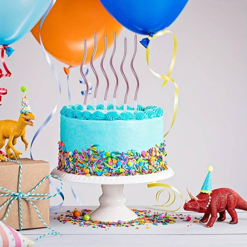 AMFIN (Pack of 6) Happy Birthday Spiral Candle with Holder for Cake - Rose Gold