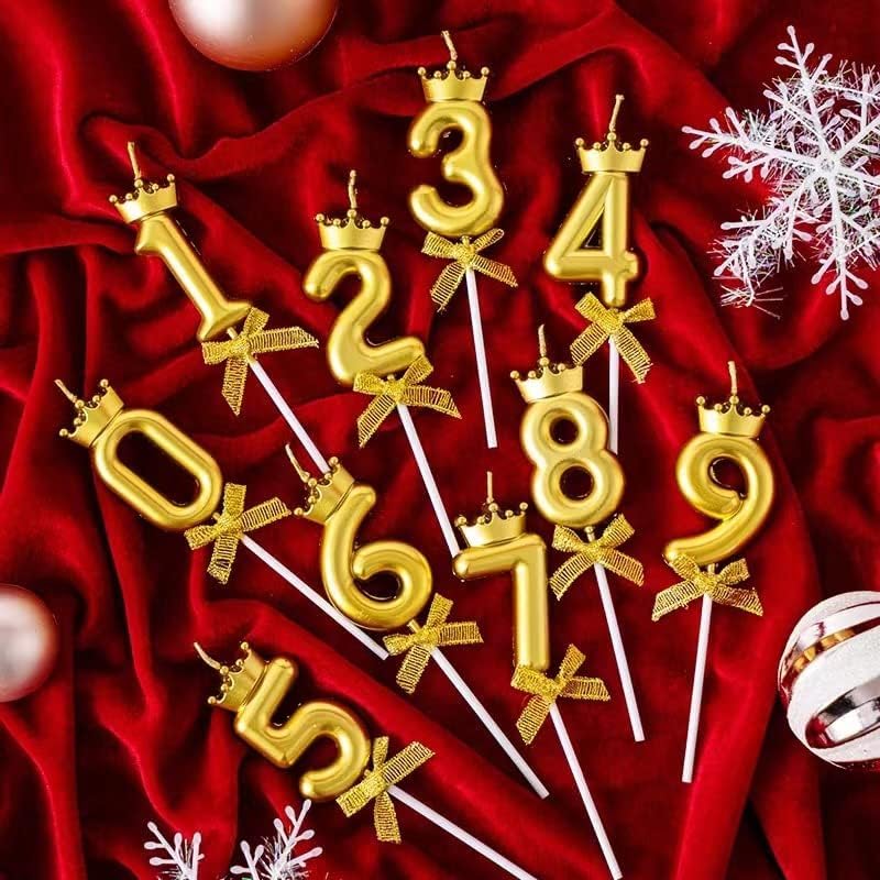 FI - FLICK IN 2 Pc 25 Number Candle for Birthday Cake Metallic Gold Number Candle with Crown on Top for Anniversary Cake Topper 25th Birthday Cake Decoration (Pack of 2, Gold).