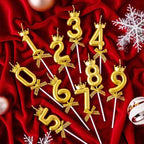 FI - FLICK IN 2 Pc 25 Number Candle for Birthday Cake Metallic Gold Number Candle with Crown on Top for Anniversary Cake Topper 25th Birthday Cake Decoration (Pack of 2, Gold).