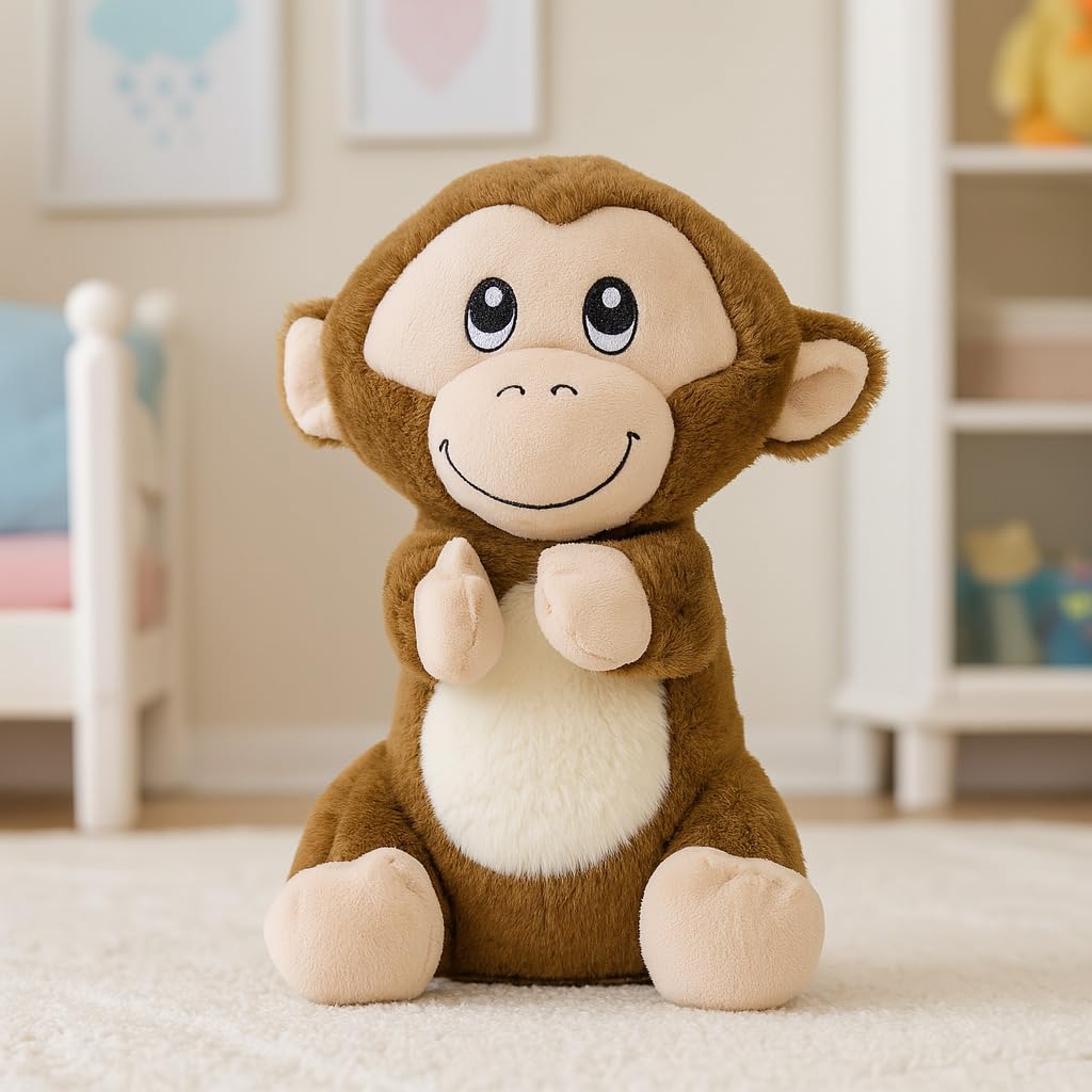 Amazon Brand - Jam & Honey Clapping Toy – Monkey | 30 cm Interactive Plush | Sound-Responsive | BIS Certified | Non-Toxic | for Kids 3+ Years