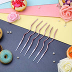 AMFIN (Pack of 6) Happy Birthday Spiral Candle with Holder for Cake - Rose Gold