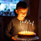 AMFIN (Pack of 6) Happy Birthday Spiral Candle with Holder for Cake - Rose Gold