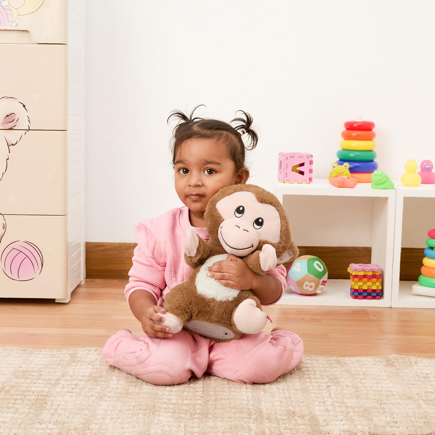 Amazon Brand - Jam & Honey Clapping Toy – Monkey | 30 cm Interactive Plush | Sound-Responsive | BIS Certified | Non-Toxic | for Kids 3+ Years