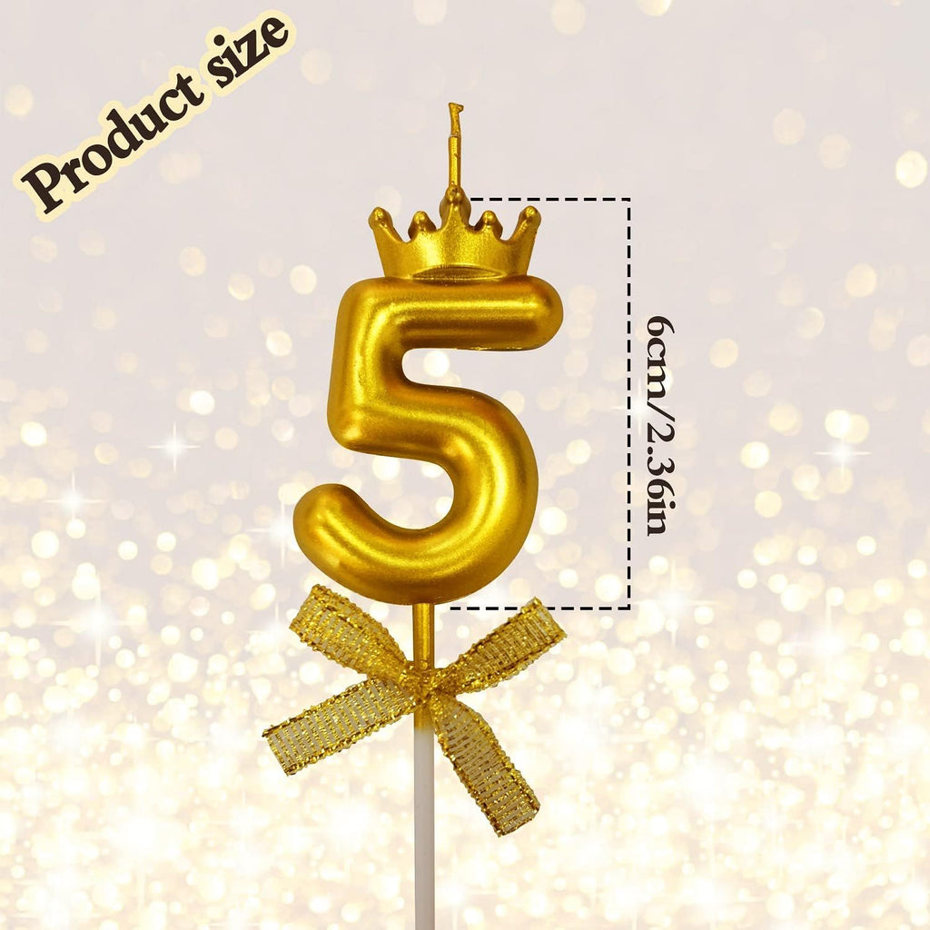 FI - FLICK IN 2 Pc 25 Number Candle for Birthday Cake Metallic Gold Number Candle with Crown on Top for Anniversary Cake Topper 25th Birthday Cake Decoration (Pack of 2, Gold).