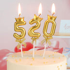 FI - FLICK IN 2 Pc 25 Number Candle for Birthday Cake Metallic Gold Number Candle with Crown on Top for Anniversary Cake Topper 25th Birthday Cake Decoration (Pack of 2, Gold).