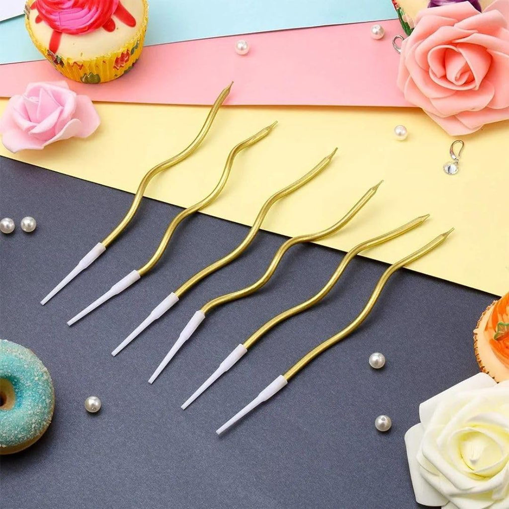 Wanna Party 12 CT Twisty Spiral Metallic Birthday –Long Thin Curly Coil Style in Elegant Gold for,Wedding Decorations, Celebration Centerpieces, Party Desserts and Occasions