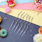 WP WANNA PARTY Paraffin Wax no Scent Twisty Birthday Silver Candles, Pack of 6, 10 x110 mm