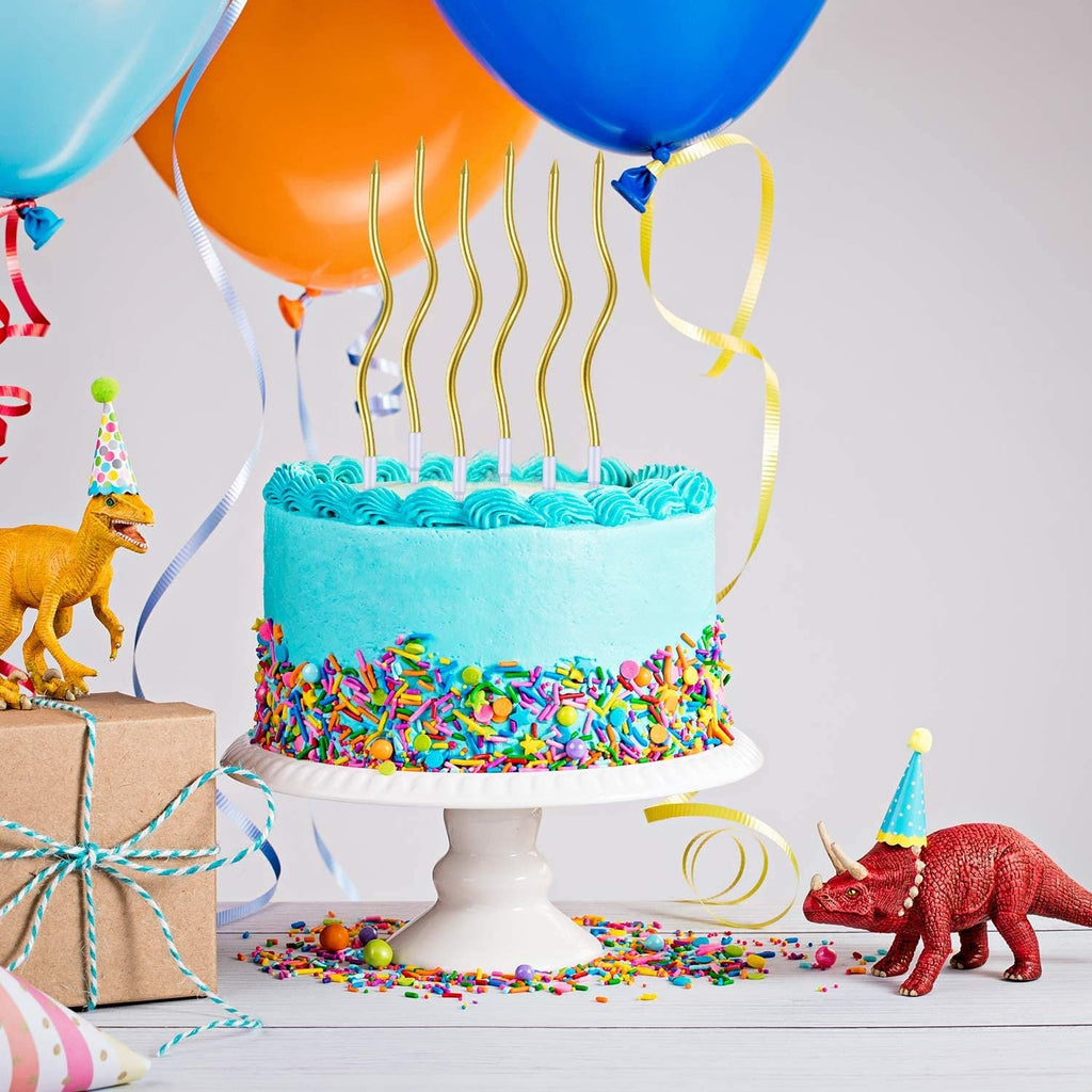 Wanna Party 12 CT Twisty Spiral Metallic Birthday –Long Thin Curly Coil Style in Elegant Gold for,Wedding Decorations, Celebration Centerpieces, Party Desserts and Occasions