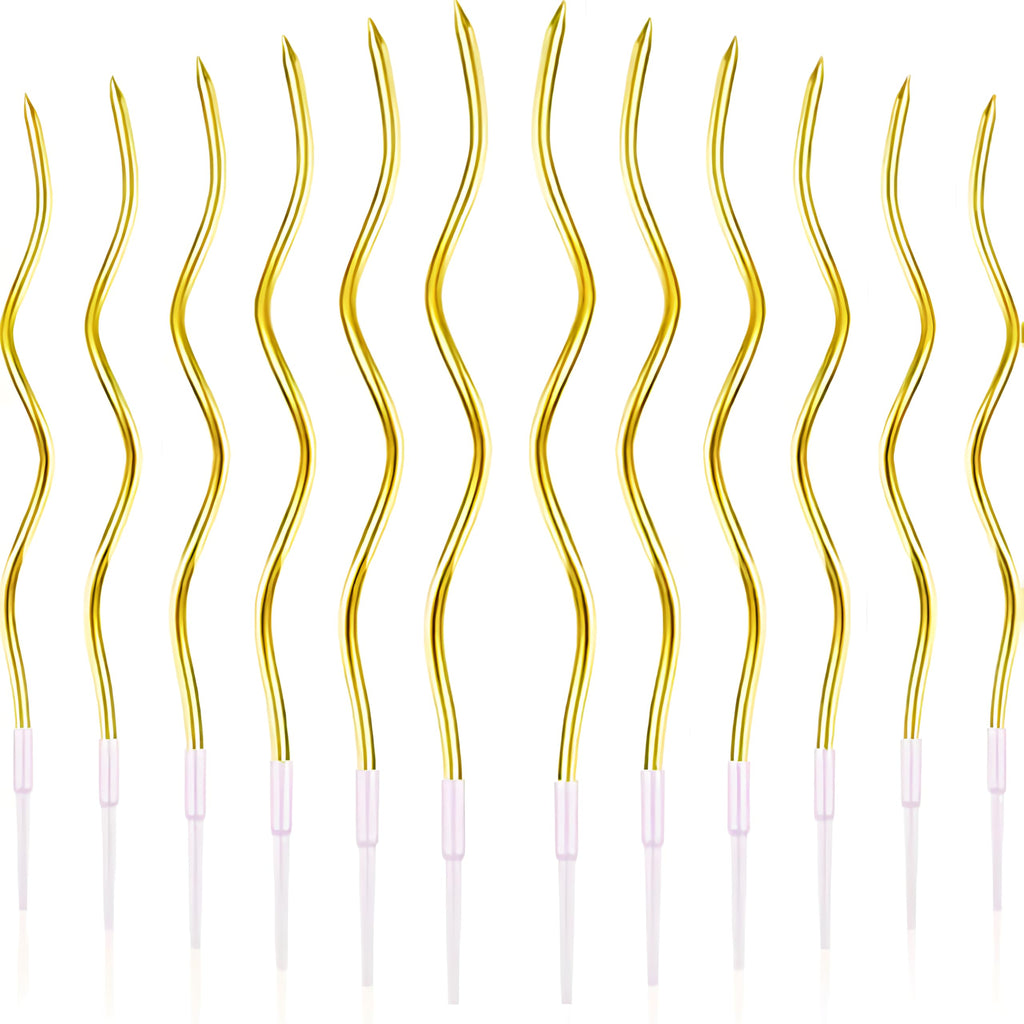 Wanna Party 12 CT Twisty Spiral Metallic Birthday –Long Thin Curly Coil Style in Elegant Gold for,Wedding Decorations, Celebration Centerpieces, Party Desserts and Occasions