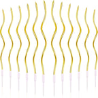 Wanna Party 12 CT Twisty Spiral Metallic Birthday –Long Thin Curly Coil Style in Elegant Gold for,Wedding Decorations, Celebration Centerpieces, Party Desserts and Occasions